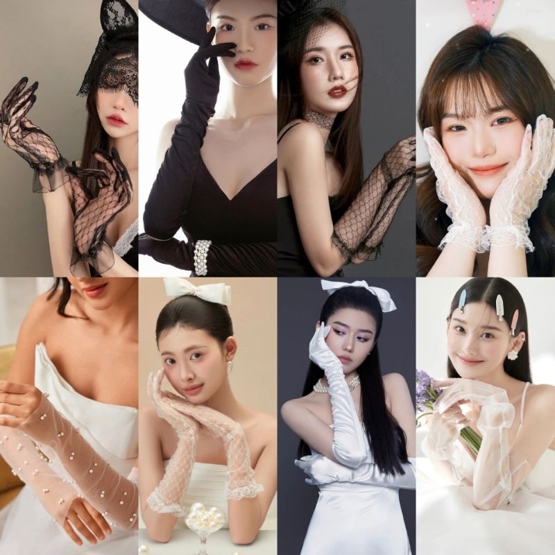 (รวมถุงมือแฟชั่น - เจ้าสาว)ถุงมือตาข่าย • ถุงมือเจ้าสาว • ถุงมือออกงาน (ส่งจากมหาสารคาม)