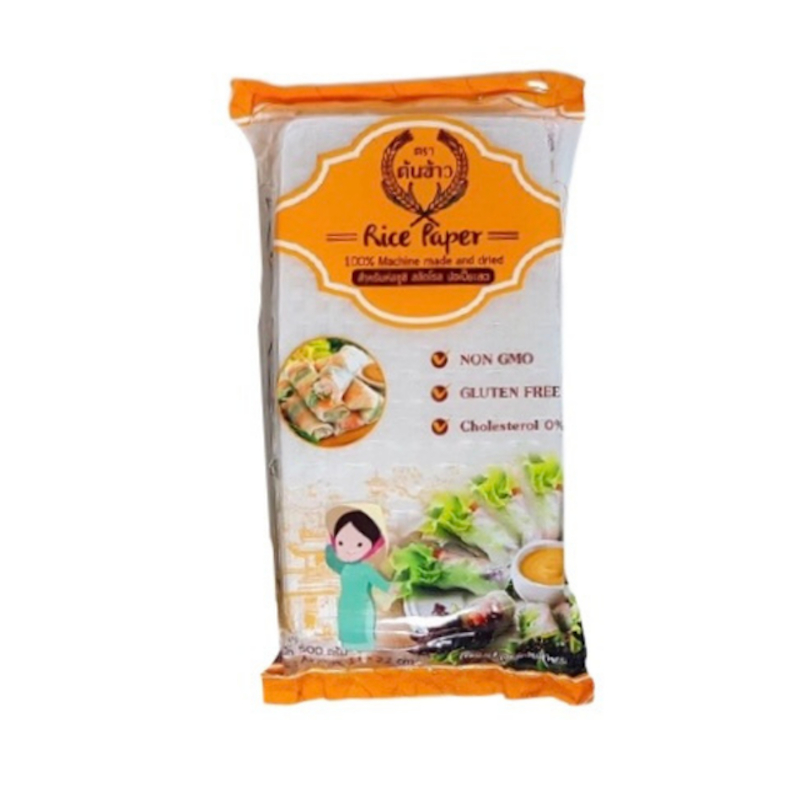 แผ่นแป้งตราต้นข้าว แผ่นแป้งสลัดโรล หรือ ใบเมี่ยงตราต้นข้าว แบบตัดครึ่ง ขนาด 11 x 22 เซน ถุงละ 500 กรัม - รูปที่ 2