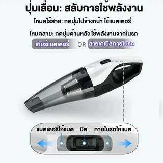 [รับประกัน 5 ปี] เครื่องดูดฝุ่นในรถ ใช้ได้ทั้งรถและบ้าน ฝุ่น / เศษ / ผม / ช่องว่างหน้าต่าง เครื่องดูดฝุ่น ไร้สาย