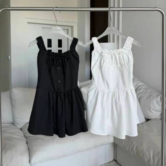 PTMD01-1 เสื้อมินิเดรสแต่งกระดุมผูกโบว์ด้านหน้า PROMTHONG