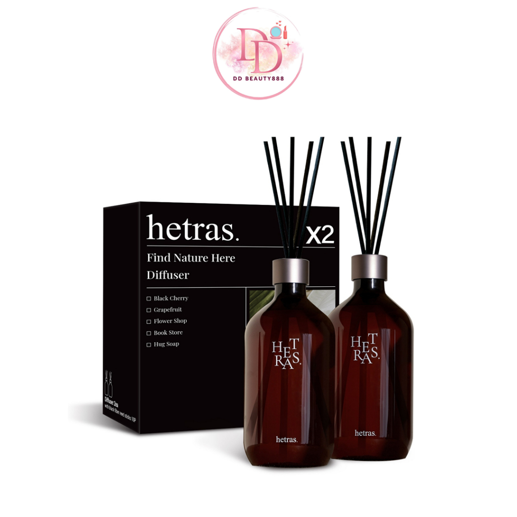 ก้านไม้หอม ปรับอากาศ ชุด Hetras (เฮทรัส) Reed Diffuser Pack 2 ชิ้น ขนาด 500ml.x2ขวด