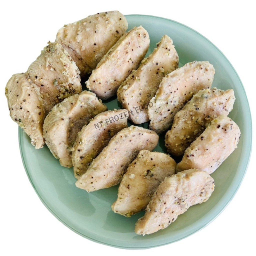 💥สั่งหน้าไลฟ์ส่งฟรี+ส่วนลด💥CPอกไก่นุ่มกระเทียมพริกไทย 1 kg เวฟก่อนทาน สั่งคละได้ อกไก่คลีน อกไก่cp อ