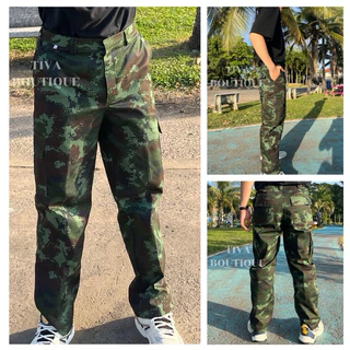 กางเกงคาร์โก้ทหารลายดิจิตอล ขากระบอกกลาง(Size 28-38 นิ้ว) เนื้อผ้ากำมะดิน TIVA BOUTIQUE