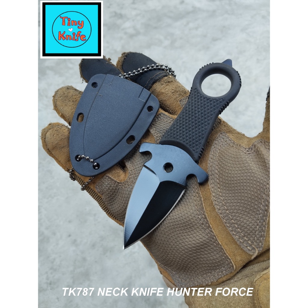 TK787 มีดคารัมบิต มีดห้อยคอ NECK KNIFE HUNTER FORCE มีดพับคารัมบิตใบตายสองคม