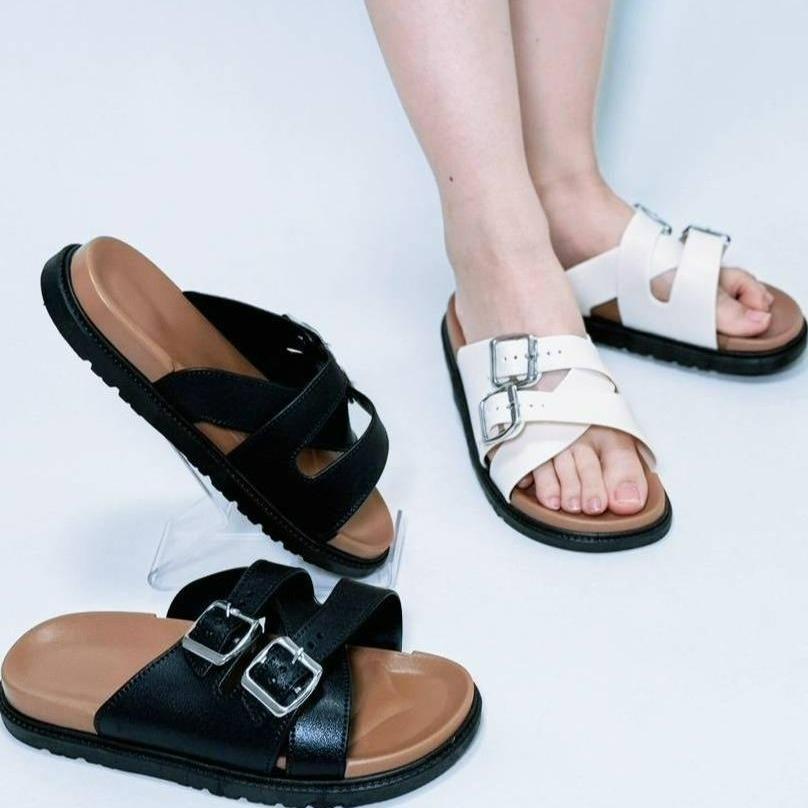 home..fashion รองเท้าแตะ ยางPVC แบบสวม สายคาด พื้นร้องเท้าสูง 3 ซม แฟชั่น วินเทจ สำหรับผู้หญิง มี 2สี 181