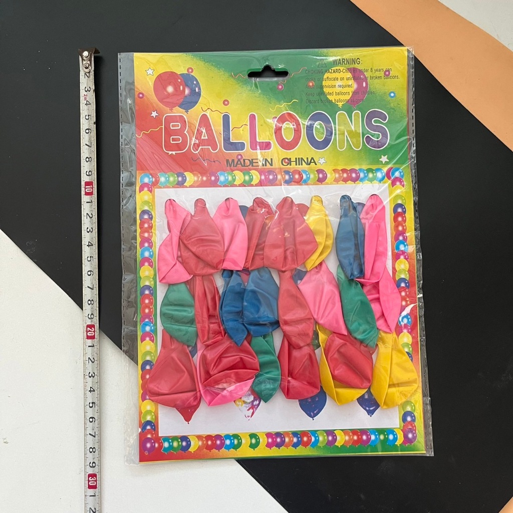 (ยกโหล 12 ชิ้น) No.604.1 ลูกโป่ง สุ่มสีแผง ขาว/เขียว {ขนาด 6 ซม} ลูกโป่งแผง หรือถุงห่อ ลูกโป่งถูก  ของเล่น ปาร์ตี้ คละสี