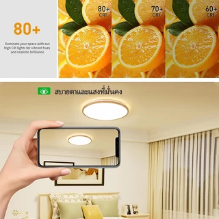 GOGEOUS 160W ไฟเพดาน LED ไม้เรียบง่าย โคมไฟเพดาน โคมไฟห้องรับแขก โคมไฟเพดานมินิมอล ไฟห้องนอน แสงปรับระดับ 3สี ไฟติดเพดาน