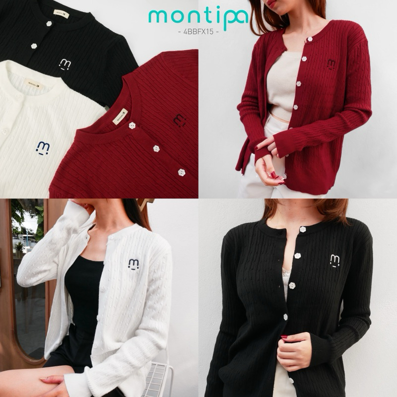 Montipa เสื้อคาร์ดิแกน เสื้อไหมพรม เสื้อกันหนาว ผ้านุ่ม ใส่สบาย - 4BBFX15