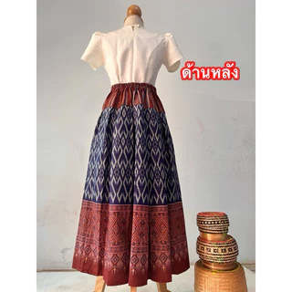 กระโปรงทวิต เนื้อผ้าฝ้ายพิมพ์ลายใส่สบาย เอวฟรีไซส์