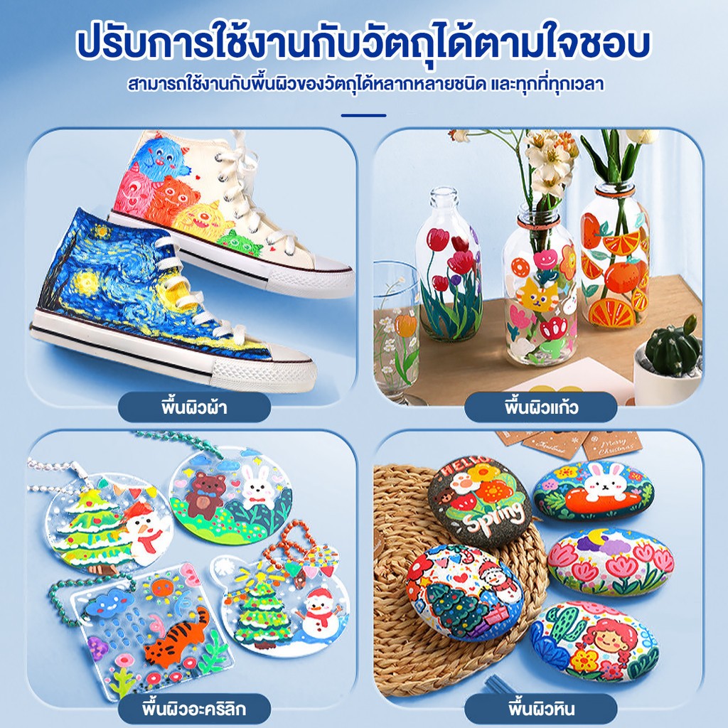 Enmy ปากกาอะคริลิค เพิ่มหมึก2เท่า เขียนได้ทุกพื้นผิว กันน้ำ ไม่ซึม เขียนทับกันได้ สีไม่เลอะเปื้อนมือ - รูปที่ 3