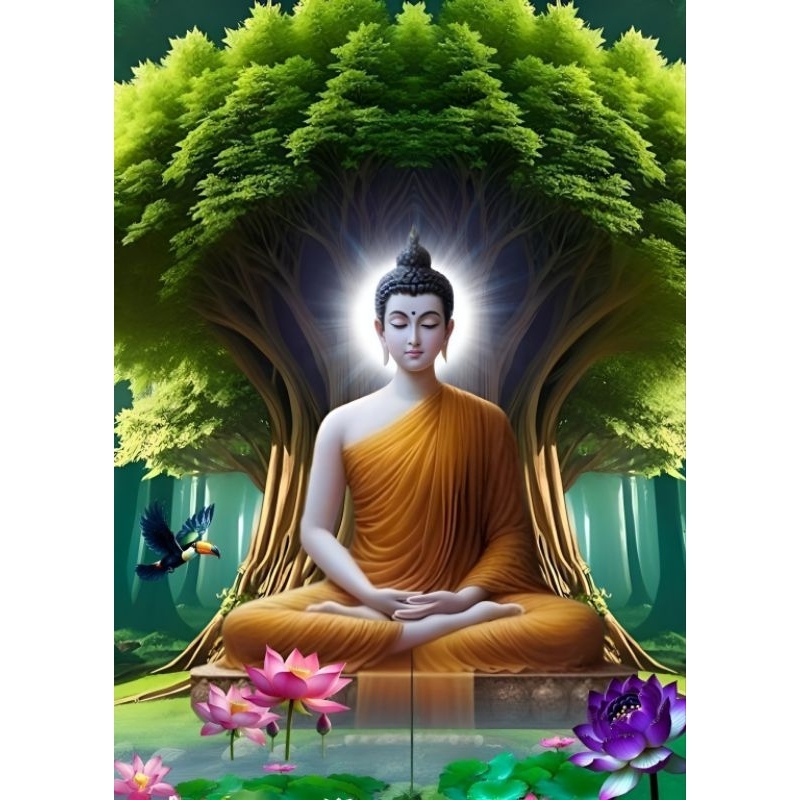 รูปโปสเตอร์ พระพุทธเจ้า ไม่มีกรอบ ติดผนัง ภาพมงคล เสริมฮวงจุ้ย ตกแต่งบ้าน ขนาด A3