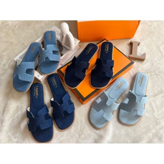 รองเท้าแตะหน้าสวมยีนส์สุดหรู H