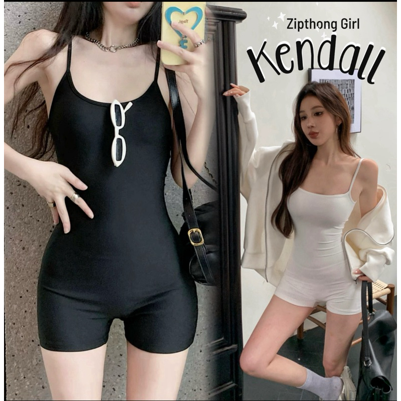 ZIPTHONG(KENDALL)-จัมท์สูทสายเดี่ยวเว้าหลังยืดเยอะ ผ้าเรยอน59%ผ้าสแปนเดค5%(พร้อมส่ง)
