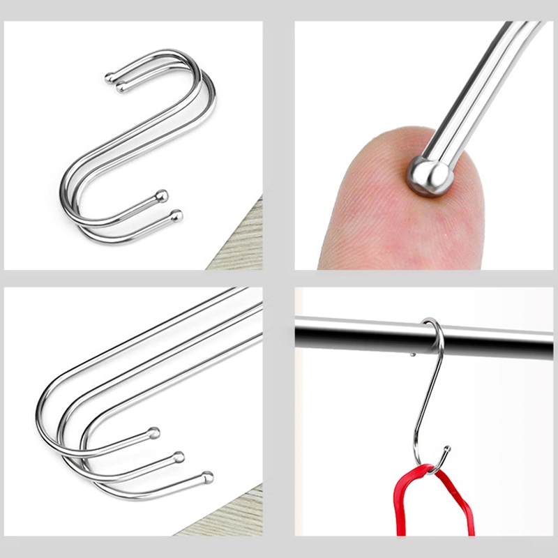 OMC 10pcs เหล็กกล้าไร้สนิม S ตะขอห้องครัวห้องนอนราวบันไดอเนกประสงค์ S ตะขอหัวเข็มขัดตะขอยึดตะขอแขวนเครื่องมือจัดเก็บเหมา - รูปที่ 2