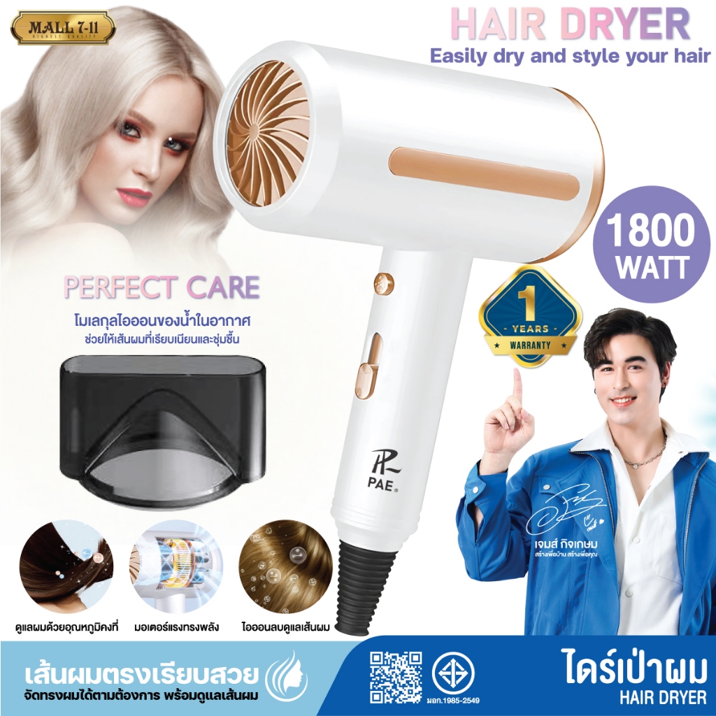 PAE-3002-1 Hair Dryer ไดร์เป่าผม ไดร์ เครื่องเป่าผม  เครื่องเป่าผมไฟฟ้าไอออน
