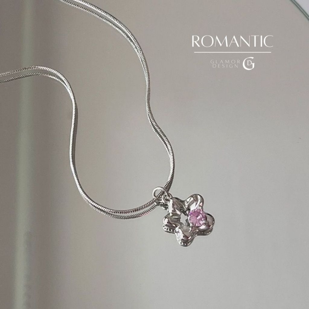 GLAMOR✨สร้อยคอเงิน Romantic สร้อยสวยๆ สร้อยสีเงิน สร้อยคอดอกไม้ สร้อยเพชร สร้อยนำโชค สร้อยแฟชั่น
