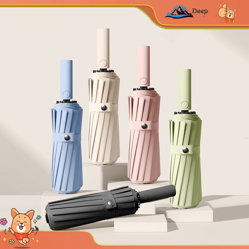 【DEEP】ร่ม ร่มอัตโนมัติสีพื้นAuto กันฝนกันแดดกันUV พกพาสะดวก น้ำหนักเบา Umbrell aมีสีต่างๆให้เลือก พร้อมส่งครับ