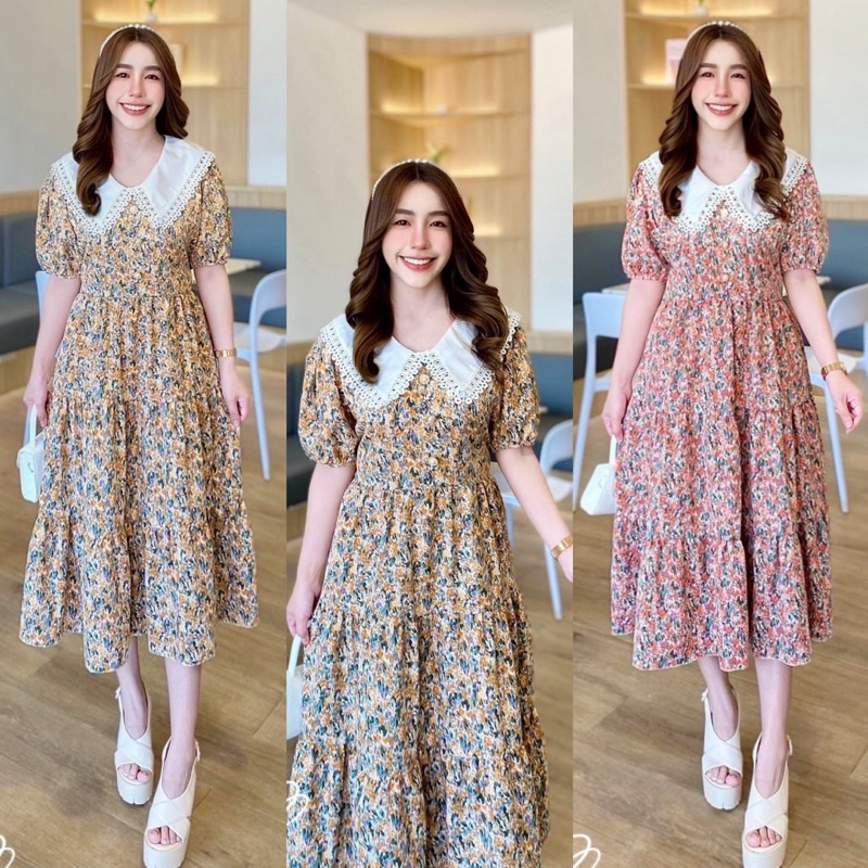 เดรสคอปกน่ารักๆ ทรงสวย ใส่คลุมท้อง ใส่ทำงาน ใส่เที่ยว