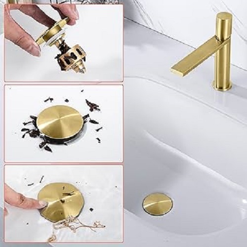 NC Hardware Premium Brass Finish Pop-up Drain สะดืออ่างล้างหน้า เเบบ กด 4 สี มีรู / ไม่มีรูน้ำล้น วัสดุทองเหลือง - รูปที่ 6