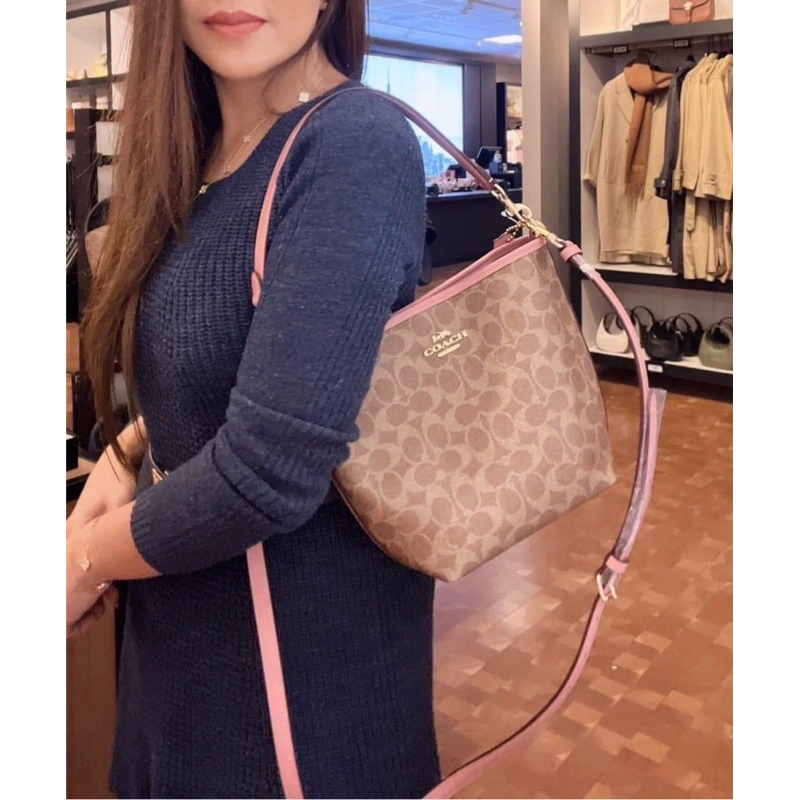 Coach CT800 city bucket สีTan/pink petal มีสายสะพายยาวถอดได้