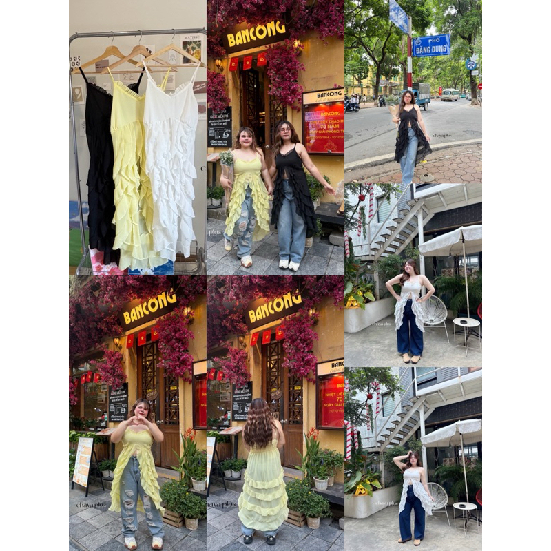 ส่งจากกทม เดรสสายเดี่ยวน้องกุยกาย เนื้อผ้าชีฟอง Plussize