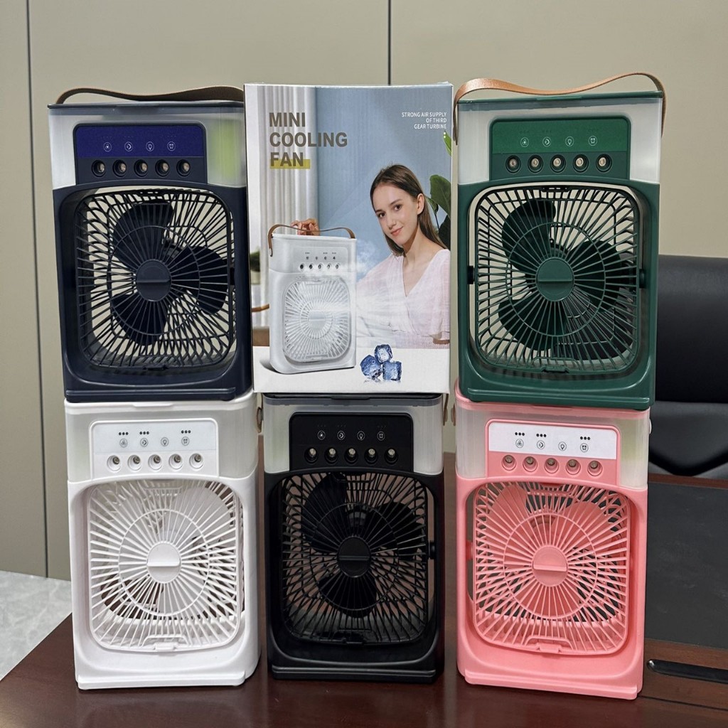 แอร์เคลื่อนที่ พัดลมแอร์ พัดลมทำความเย็น J295 USB มินิพัดลมแบบพกพา พัดลม สเปรย์คูลเลอร์ที่มี ไฟ LED 7 สี
