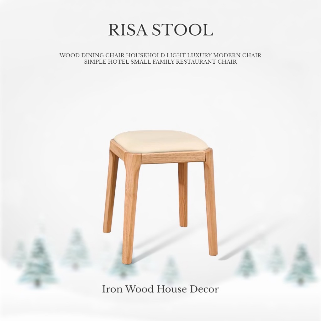 Iron Wood House✨ เก้าอี้ไม้ยางพารา รุ่น RISA STOOL เก้าอี้สตูล เก้าอี้หัวกลม เก้าอี้บาร์