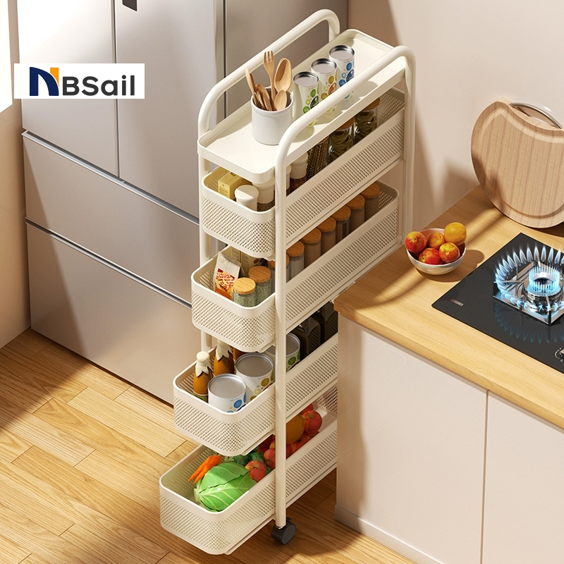 NBsail ชั้นวางของ 3/4/5ชั้น รถเข็นเข้ามุม ชั้นวางเครื่องเทศในครัว ไม่ต้องติดตั้ง มาพร้อม