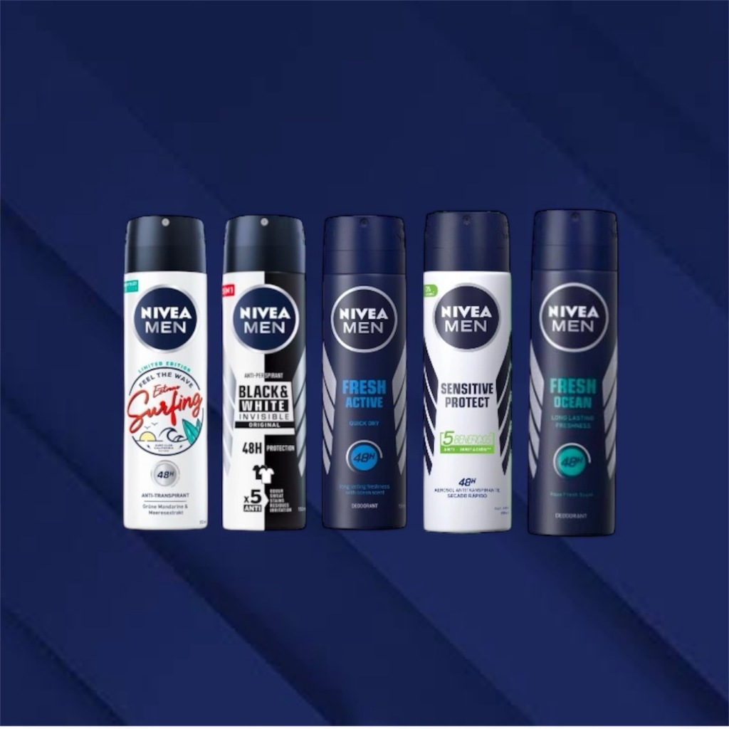 Nivea men spray 150 ml. สูตรเย็นสุดขั้ว หอมสดชื่น ลดเหงื่อ หอม แห้ง ปกป้องมั่นใจยาวนาน 48 ชม.