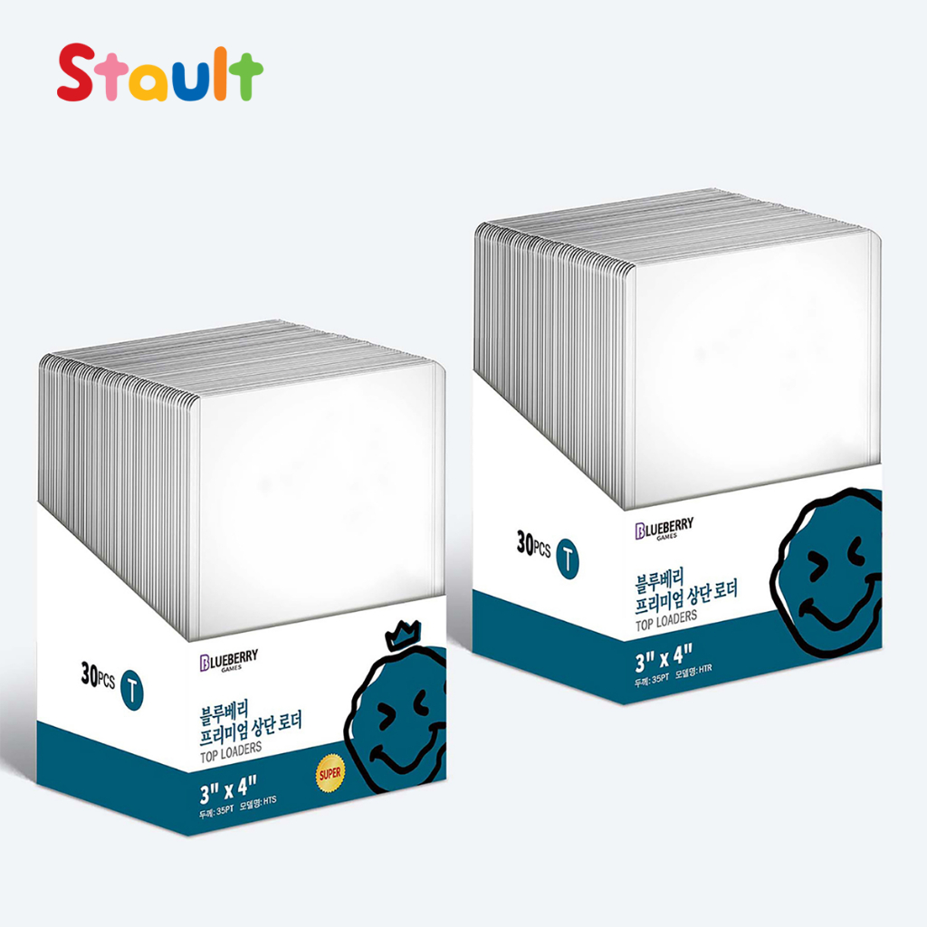 30ชิ้นBlueberry Toploader โปร่งใส ใส่การ์ด35pt ท็อปโหลด เหมาะสำหรับPokemon การ์ดเกาหลี BERYFAMStault