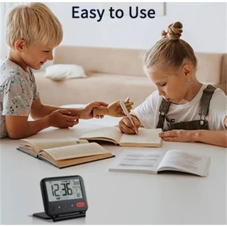 6201นาฬิกาปลุกขนาดเล็กอิเล็กทรอนิกส์ LCD Digital Travel นาฬิกาปลุกเครื่องวัดอุณหภูมิ Snooze ปฏิทิน 12/24H นาฬิกาตั้งโต๊ะ