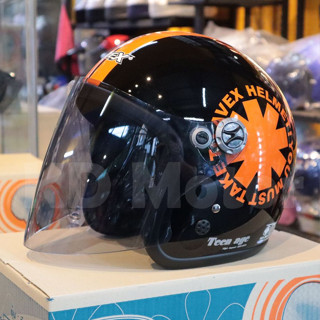 หมวกกันน็อคคลาสสิคเต็มใบ AVEX Teenage มีลายพร้อมชิลด์สีเทา