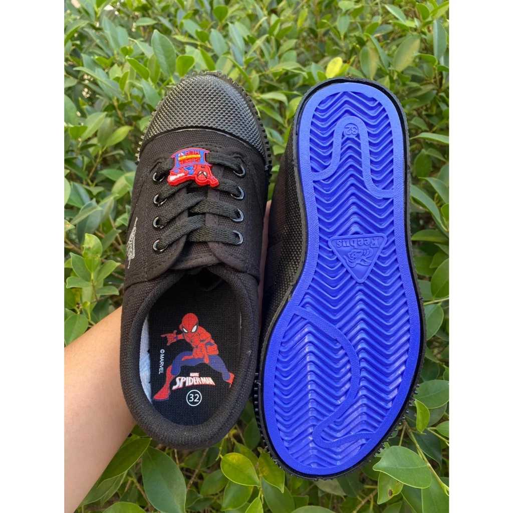 Feebus รองเท้าผ้าใบ นักเรียน Spider man รุ่น SP-777 สีดำ สีน้ำตาล เบอร์ 31-36 (ฟีบัส)