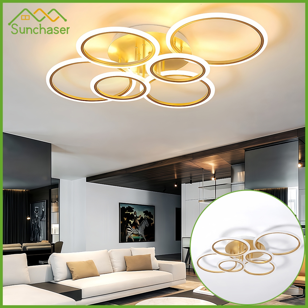 ห้องนั่งเล่น LED โคมไฟเพดาน สามสี ความหรูหราเบาๆ และความเรียบง่าย โคมไฟร้านอาหาร ไฟห้องนอน โคมไฟห้องนั่งเล่น