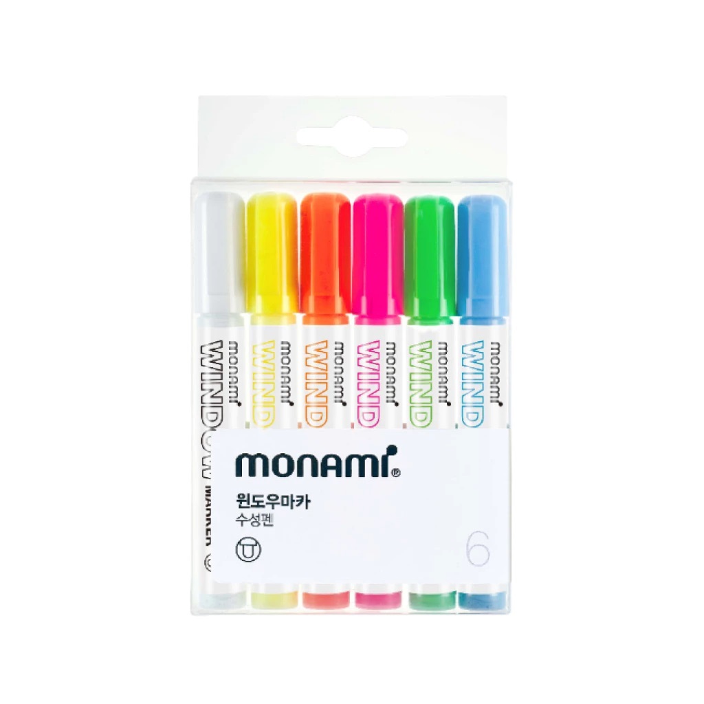 ปากกาเขียนกระจกลบได้ MONAMI WINDOW MARKER 6 Colors ปากกามาร์คเกอร์เขียนกระจกลบได้ 6 สี