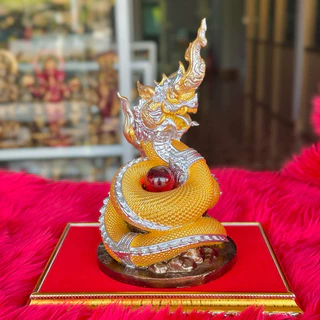 พญานาค1เศียร แร่เหล็กน้ำพี้ สูง8นิ้ว แถมฟรีฐานรอง