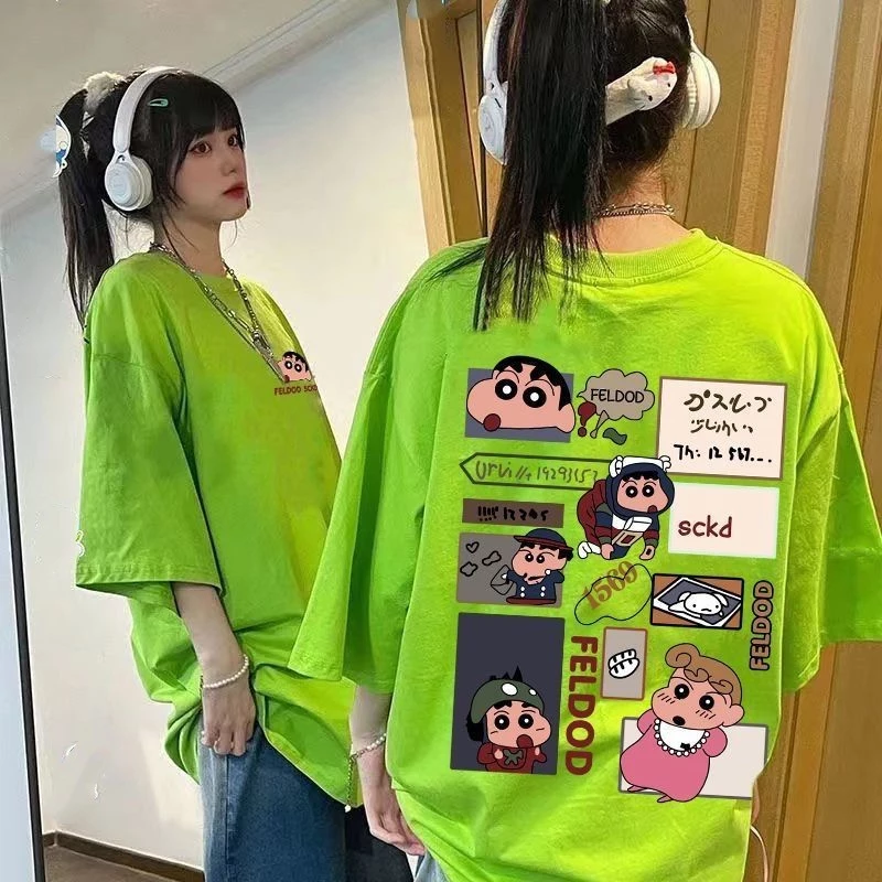 เสื้อยืดแขนสั้นผู้หญิงแฟชั่นฤดูร้อนมาใหม่ oversize เสื้อผ้าสาวอวบวัยรุ่นน่ารัก เสื้อโอเวอร์ไซส์เกาหลี พิมพ์ลายการ์ตู