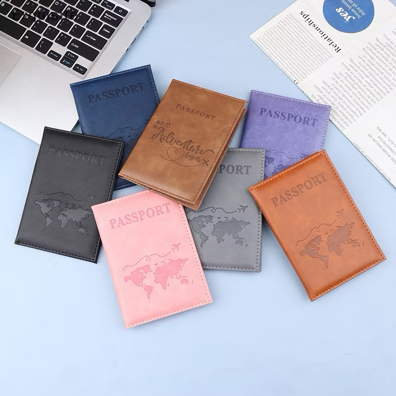 ✅ ขายดี มีพร้อมส่ง ปกใส่หนังสือเดินทาง Passport หนังพียู ลายเครื่องบินและแผนที่โลก