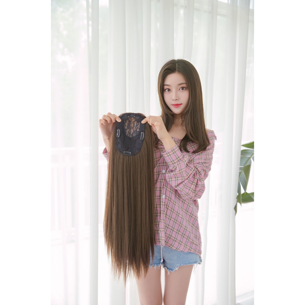 พร้อมส่ง วิกปิดผมขาว แฮร์พีชปิดผมบาง เพิ่มผมหนา ยาว 55-60cm ติดง่าย เนียนเหมือนผมจริง ส่งในไทย