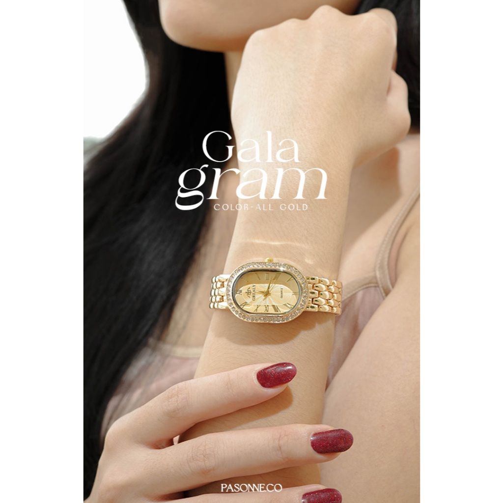 pasonne.co นาฬิกาข้อมือ รุ่น galagram-all gold สีทองทั้งตัวเรือน หน้าปัดหรูหรา