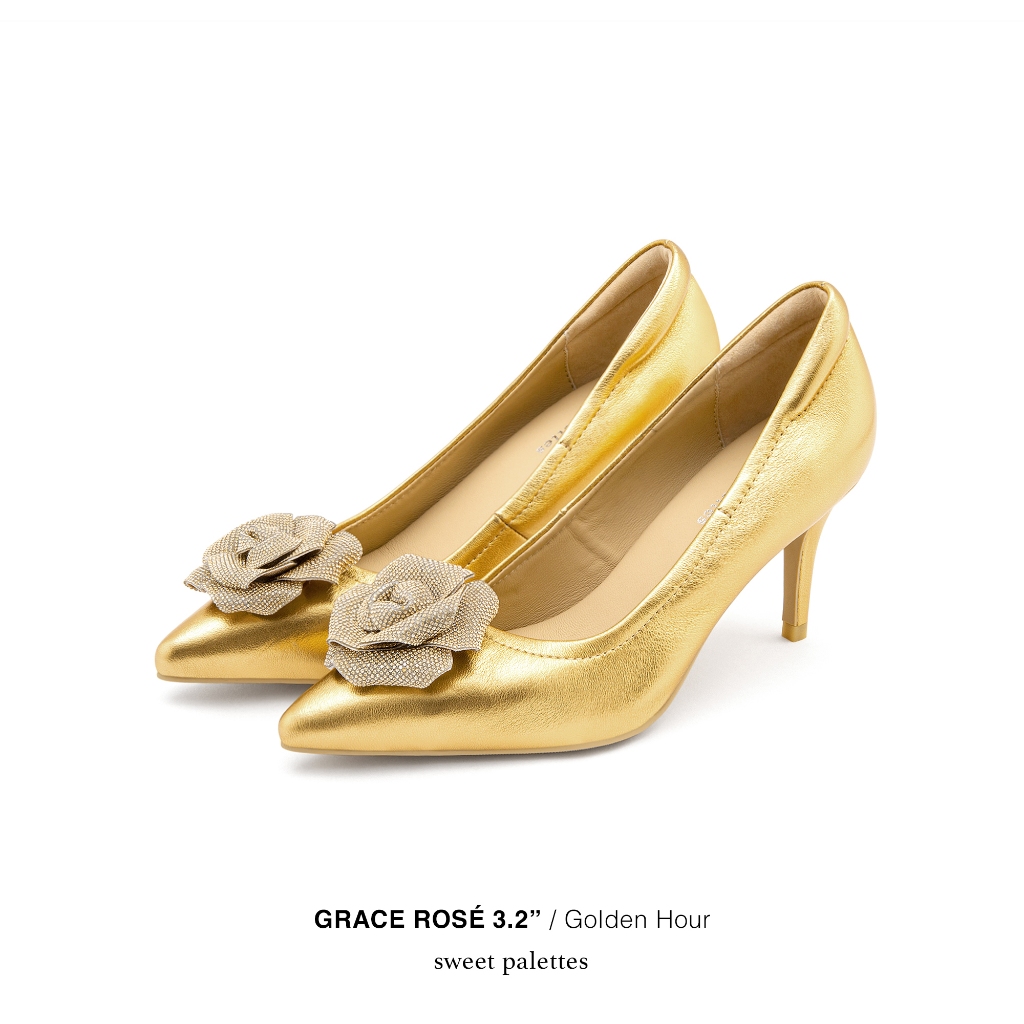 Sweet Palettes รองเท้าหนังแกะ Grace Rose 3.2 inch Golden Hour
