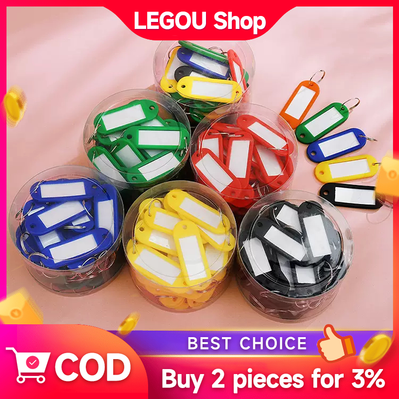 50 ชิ้น ป้ายชื่อกุญแจพลาสติก ป้ายแท็กพวงกุญแจ ป้ายชื่อกุญแจ ห่วงคล้องโลหะ มีหลายสีให้เลือก