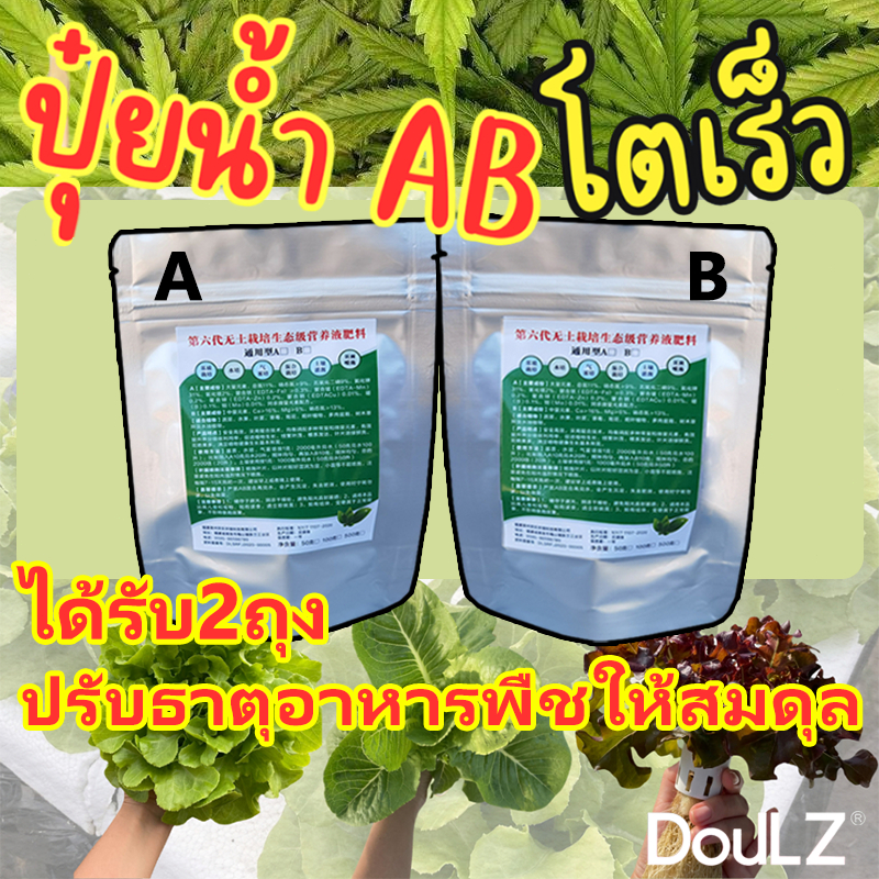 ได้รับ2ถุง ปุ๋ย ab ไฮโดรโปนิกส์ 500ml ปุ๋ยเอบี ไฮโดร ปุ๋ยพืชน้ํา แบบแห้ง ธาตุอาหารครบ เพิ่มธาตุนิเกิล รากไม่เน่า