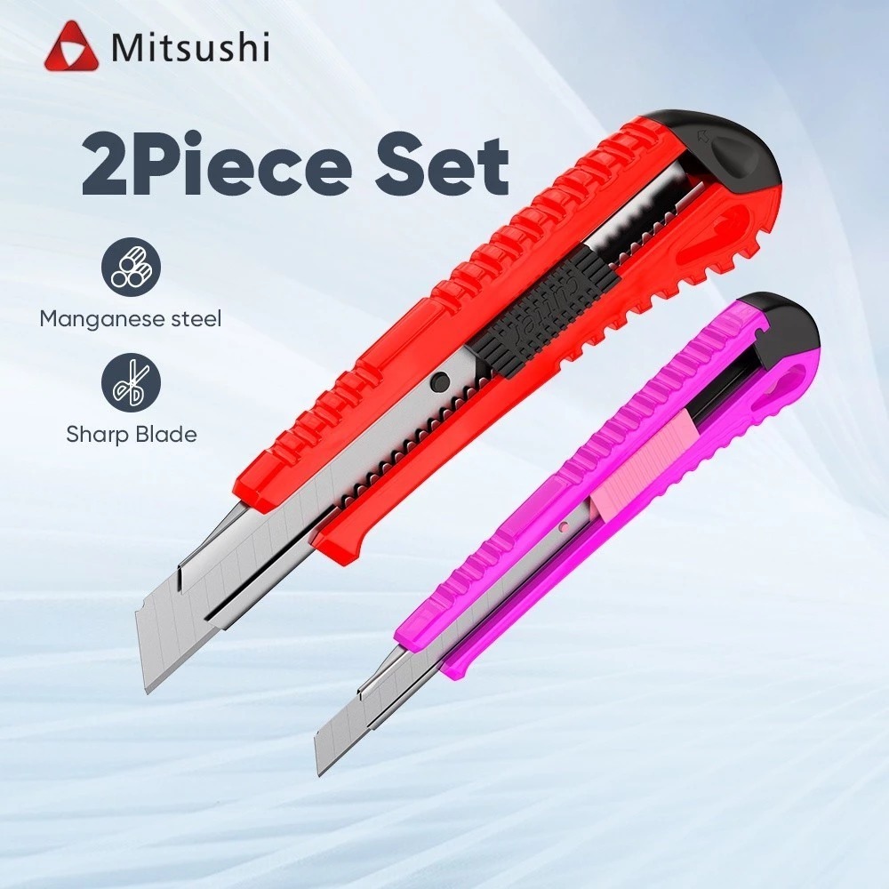Mitsushi คัตเตอร์  มีดตัดกระดาษ2pcs มีดคัตเตอร์  คมกริบ มีดคัตเตอร์อ Cutter มีดคัตเตอร์อเนกประสงค์