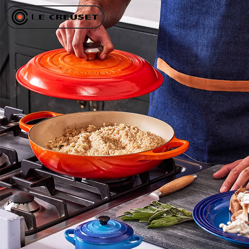 LE CREUSET หม้อเหล็กหล่อเคลือบ 26 ซม. หม้อทะเล หม้อนึ่งปลา กุ้ง และสตูว์ป