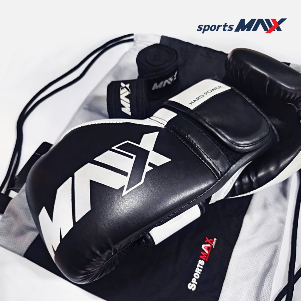 (แถมฟรีถุงผ้ามีสายสะพาย+ผ้าพันมือ) นวมชกมวย ถุงมือชกมวย MAAX VELOCK Boxing Gloves