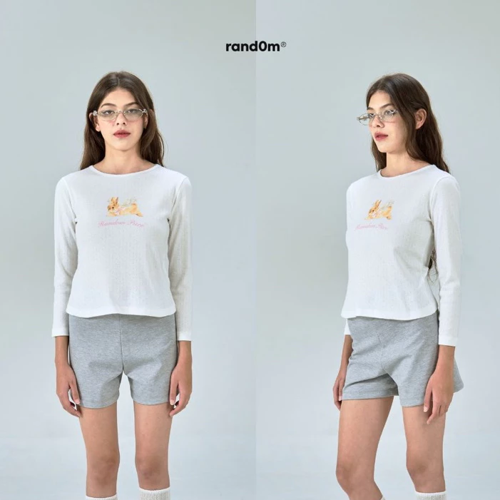 rand0m piece - Bunny Pointelle Baby tee เสื้อแขนยาวผ้าฉลุเบบี้ที ลายกระต่าย
