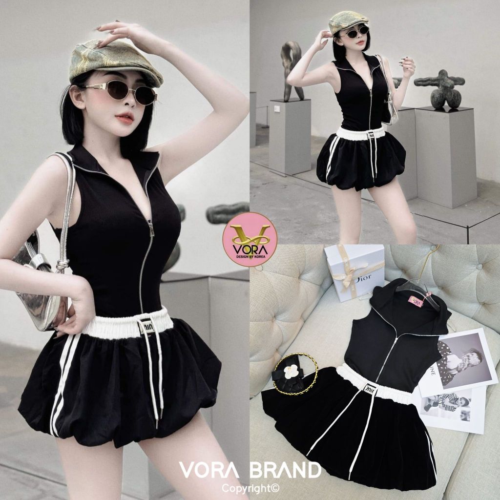 VORA Set​ เสื้อแขนกุด คอปก รูดซิปด้านหน้า (*สอบถามสต๊อกก่อนกดสั่งน๊า)