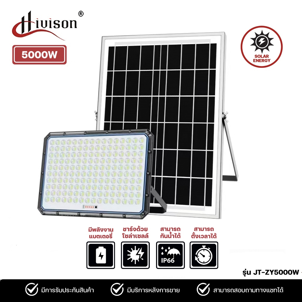 Hivison Solar 5000W Zhuang Yuan Solar FloodLight ไฟโซลาร์เซล 5000วัตต์รุ่น JT-ZY-5000W กันน้ำIP66