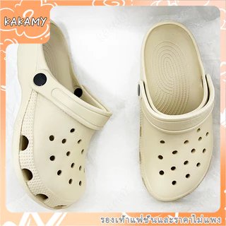 KAKAMY รองเท้าแตะชายหาด รองเท้าหัวโตแบบมีรู สไตล์เกาหลี DIY แฟชั่น พื้นหนา